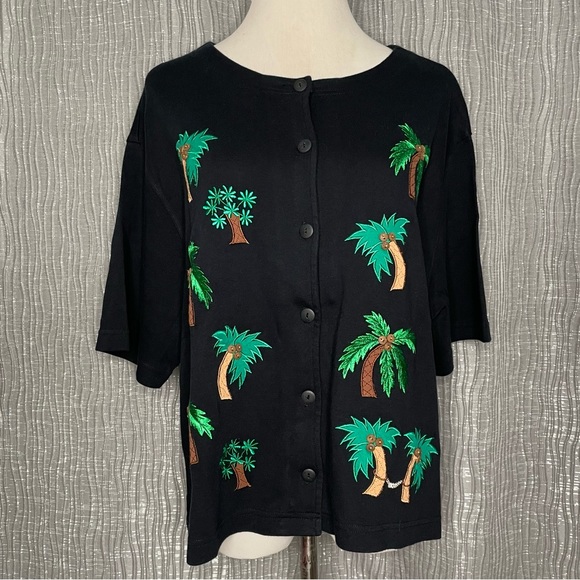 Bechamel embroidered palm crop cardigan - Picture 3 of 8
